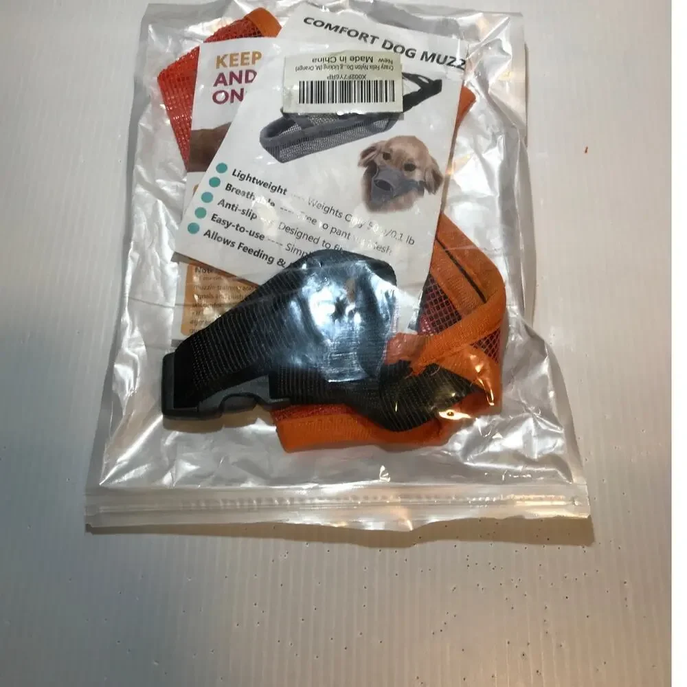 Comfort Breathable Orange Dog Mesh Muzzle Anti-bark Medium
